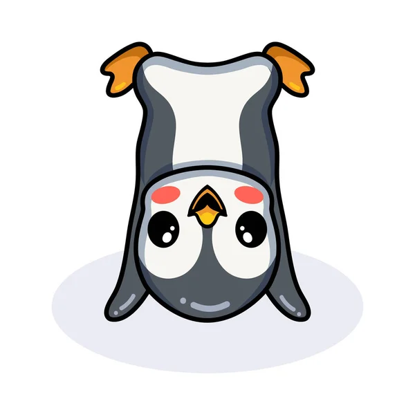 Vektor Illustration Des Niedlichen Kleinen Pinguin Cartoons Auf Den Kopf — Stockvektor