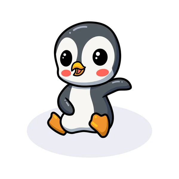 Vektorillustration Des Niedlichen Kleinen Pinguin Cartoons — Stockvektor