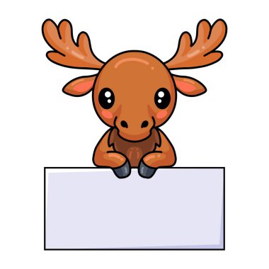 Boş işaretli şirin bir geyik çizgi filminin vektör çizimi