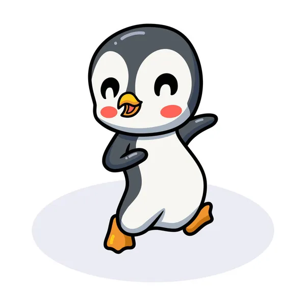 可爱的小企鹅卡通画的矢量图 — 图库矢量图片