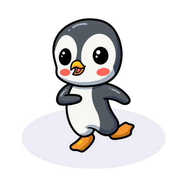 Wektor Ilustracja Cute Little Pingwina Kreskówki Pozowanie — Wektor stockowy