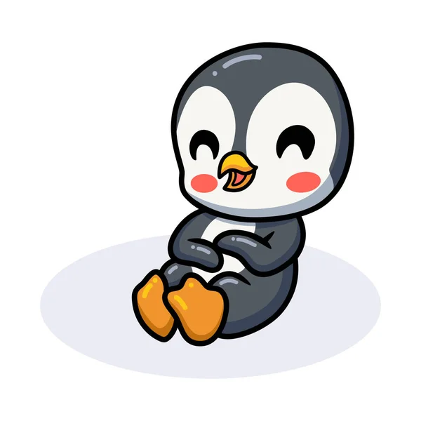 Vektorillustration Des Niedlichen Kleinen Pinguin Cartoons Lacht — Stockvektor