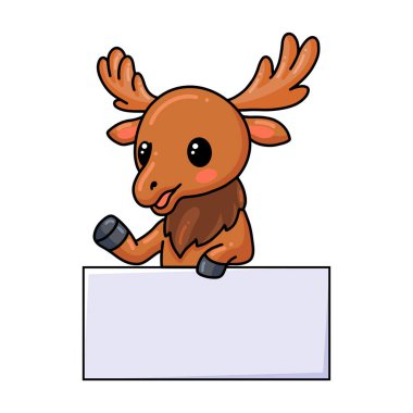 Boş işaretli şirin bir geyik çizgi filminin vektör çizimi