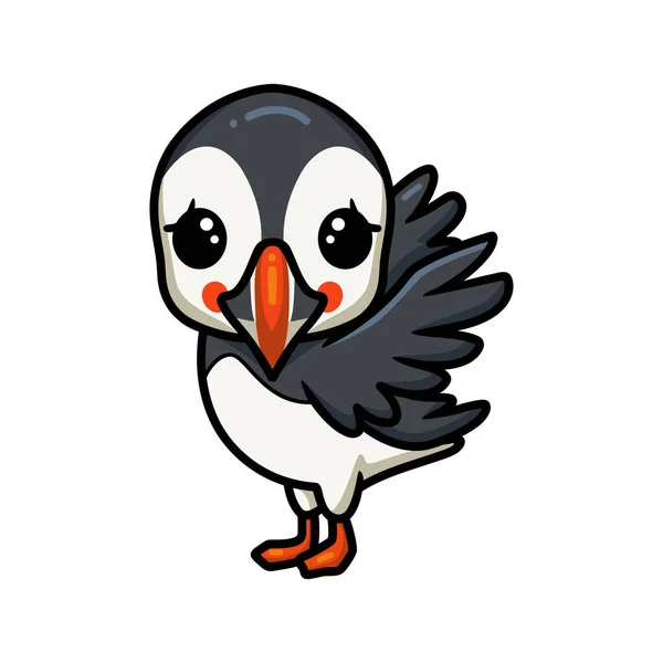 Vektor Illustration Des Niedlichen Kleinen Papageientaucher Vogels Cartoon — Stockvektor