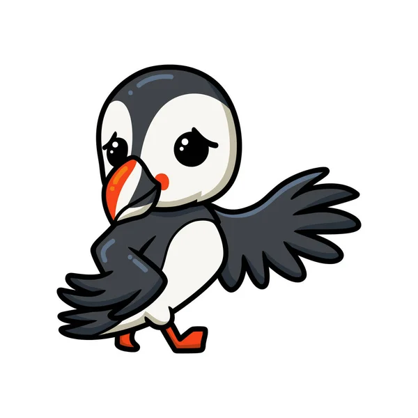 Vektor Illustration Des Niedlichen Kleinen Papageientaucher Vogels Cartoon — Stockvektor