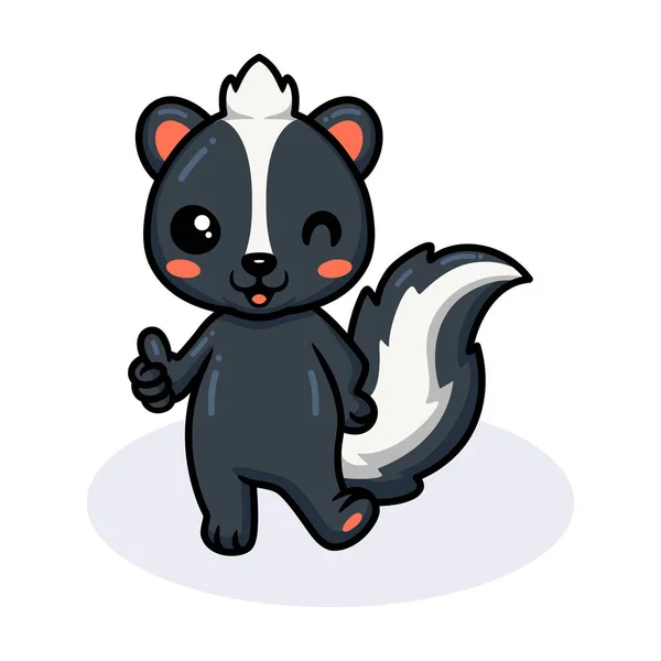 Wektor Ilustracja Cute Little Skunk Kreskówki Dając Kciuk Górę — Wektor stockowy