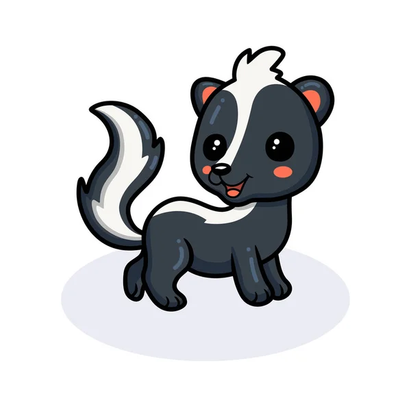 Illustration Vectorielle Mignon Petit Skunk Dessin Animé Posant — Image vectorielle