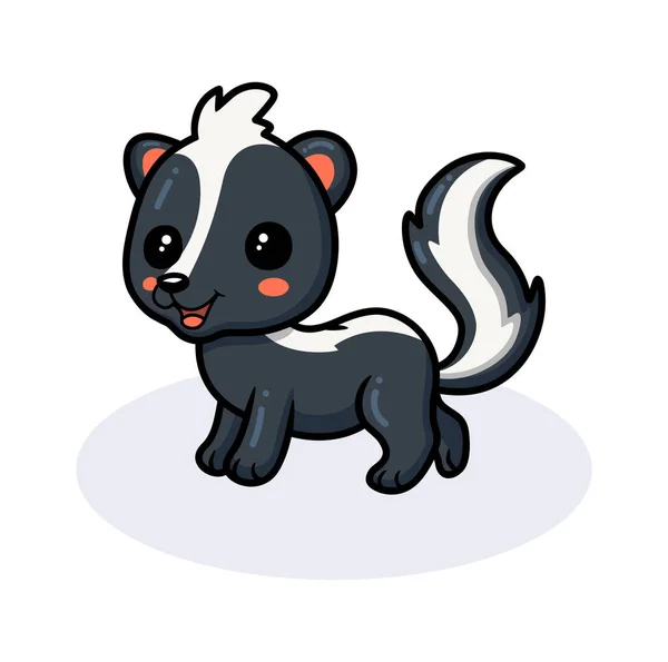 Illustration Vectorielle Mignon Petit Skunk Dessin Animé Posant — Image vectorielle