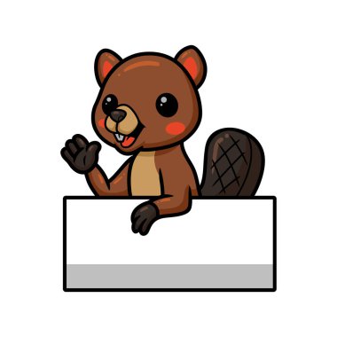 Boş işaretli şirin kunduz çizgi filminin vektör çizimi