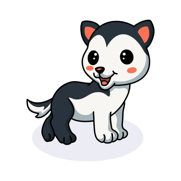 Illustrazione Vettoriale Carino Piccolo Husky Cane Cartone Animato — Vettoriale Stock
