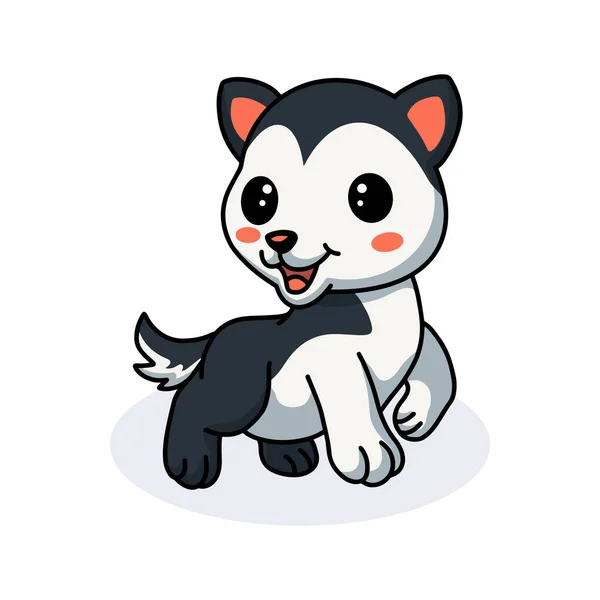 Wektor Ilustracja Cute Little Husky Pies Kreskówki — Wektor stockowy