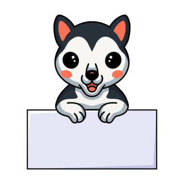 Boş işaretli şirin, iri yapılı köpek çizgi filminin vektör çizimi.