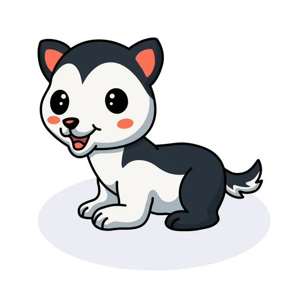 Illustration Vectorielle Mignon Petit Chien Husky Dessin Animé — Image vectorielle