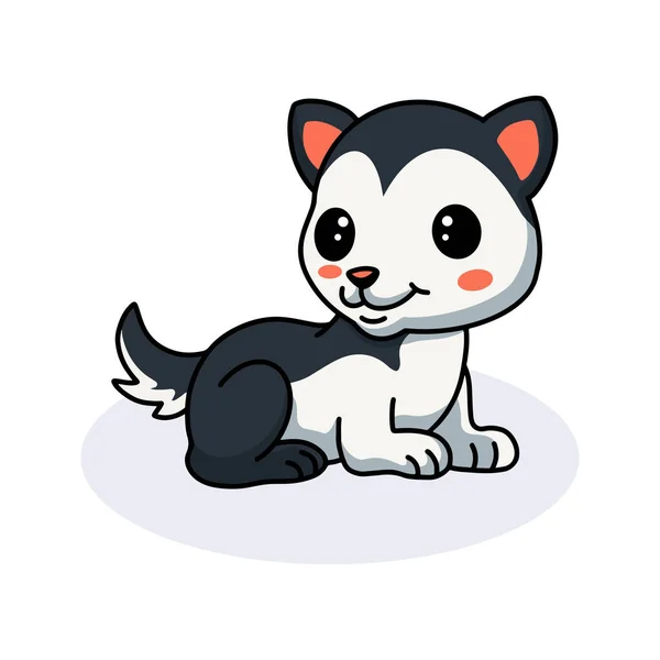 Illustrazione Vettoriale Carino Piccolo Husky Cane Cartone Animato — Vettoriale Stock