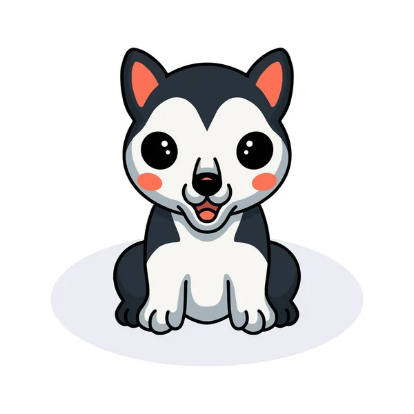 Vektorillustration Des Niedlichen Kleinen Husky Hund Cartoons — Stockvektor