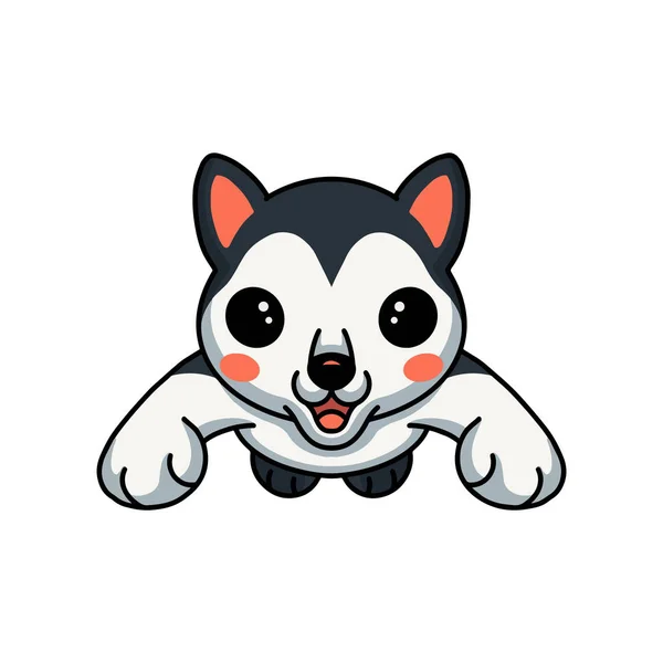 Vektorillustration Von Cute Little Husky Dog Cartoon Jumping — Stockvektor