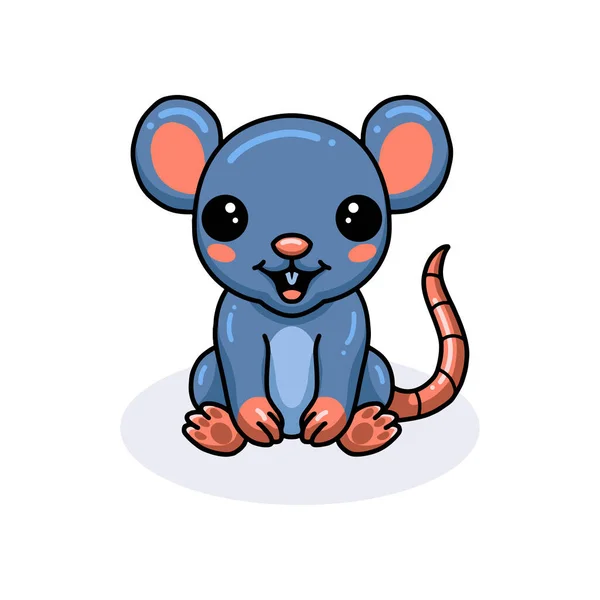 Ilustração Vetorial Desenho Animado Bonito Mouse Sentado — Vetor de Stock