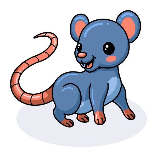 Vektorillustration Der Niedlichen Kleinen Maus Karikatur Posiert — Stockvektor