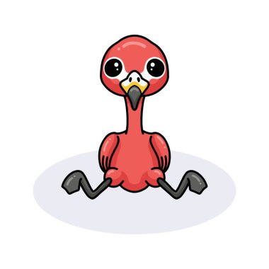 Şirin pembe flamingo karikatürünün vektör çizimi