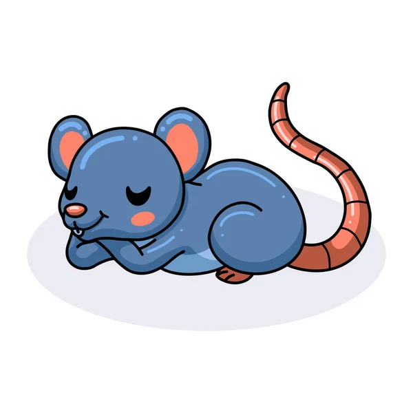 Ilustração Vetorial Bonito Pequeno Rato Desenho Animado Dormindo — Vetor de Stock