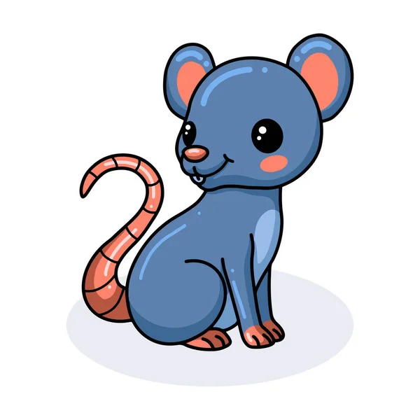 Illustration Vectorielle Mignon Petit Dessin Animé Souris Assis — Image vectorielle