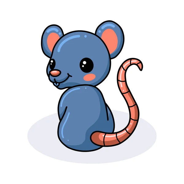 Vector Illustration Cute Little Mouse Cartoon Sitting — Stock Vector