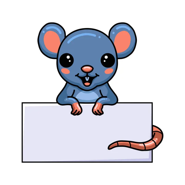 Εικονογράφηση Διάνυσμα Του Χαριτωμένο Μικρό Ποντίκι Κινουμένων Σχεδίων Κενό Σημάδι — Διανυσματικό Αρχείο
