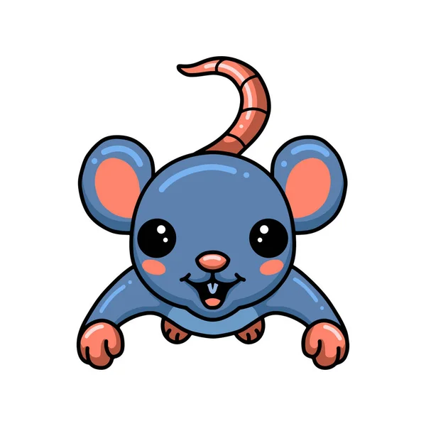 Vector Illustration Cute Little Mouse Cartoon Jumping — Stock Vector