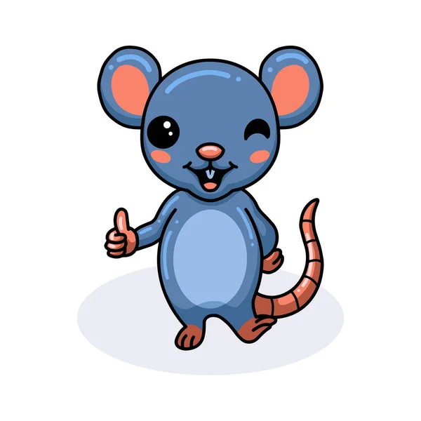 Vector Illustration Cute Little Mouse Cartoon Giving Thumb — Stockvektor