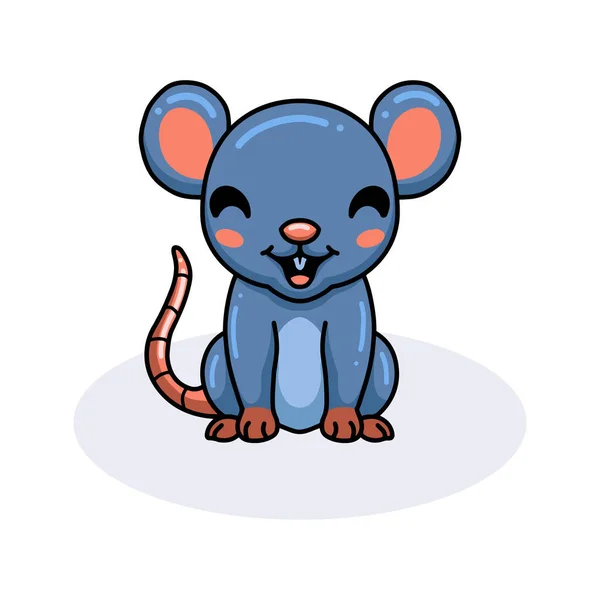 Vector Illustration Cute Little Mouse Cartoon Sitting — Stock Vector