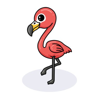 Şirin pembe flamingo çizgi filminin vektör çizimi