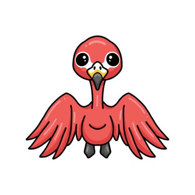 Şirin pembe flamingo çizgi filminin vektör çizimi