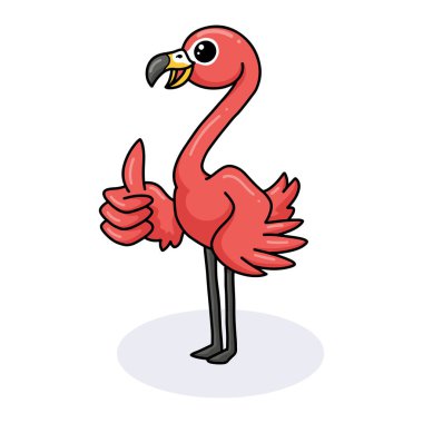 Küçük şirin pembe flamingo karikatürünün vektör çizimi başparmağı kesiyor.