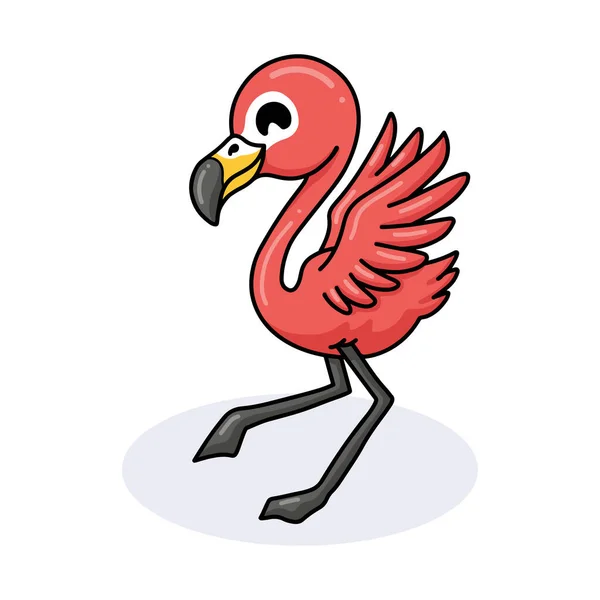 Illustration Vectorielle Mignon Petit Flamant Rose Posant Dessin Animé — Image vectorielle