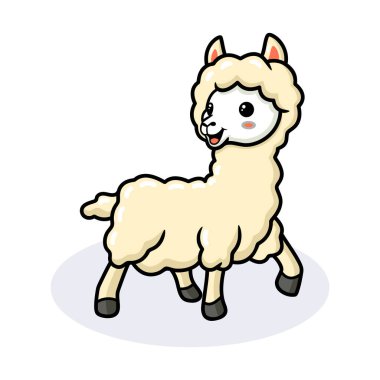 Küçük şirin alpaka çizgi filminin vektör çizimi