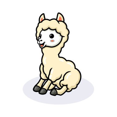 Şirin küçük alpaka çizgi filminin vektör çizimi