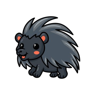 Şirin siyah kirpi çizgi filminin vektör çizimi