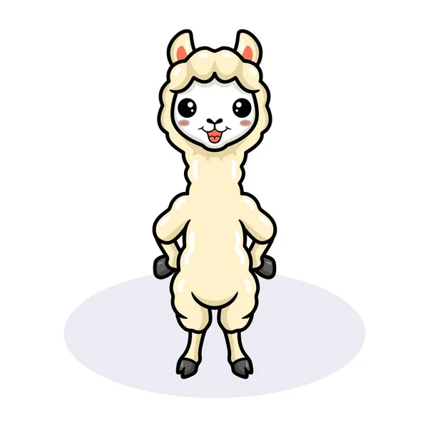 Vector Ilustración Lindo Poco Alpaca Pie Dibujos Animados — Archivo Imágenes Vectoriales