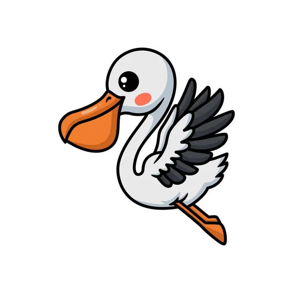 Illustrazione Vettoriale Del Simpatico Pelican Bird Cartoon Flying — Vettoriale Stock