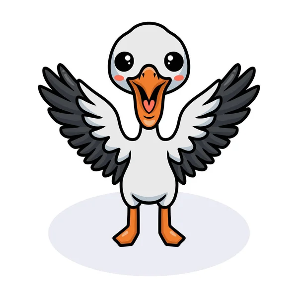 Vektor Illustration Des Niedlichen Pelikan Vogel Cartoon Hebt Die Hände — Stockvektor