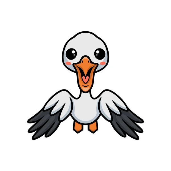 Illustration Vectorielle Mignon Pélican Oiseau Dessin Animé Volant — Image vectorielle