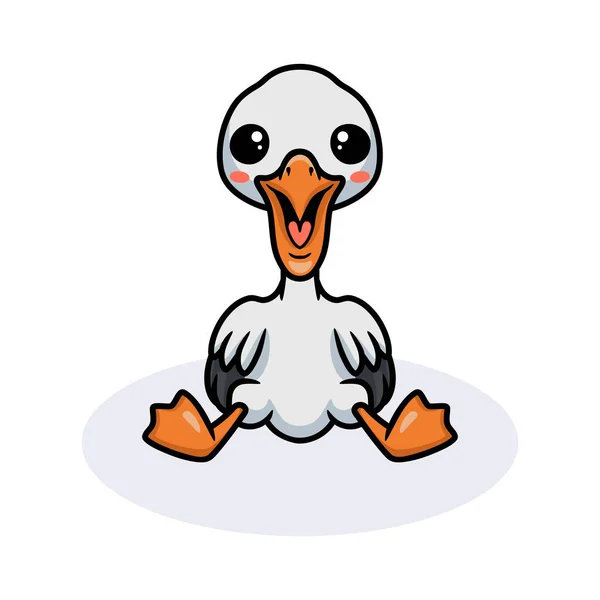 Illustrazione Vettoriale Carino Pelican Bird Cartoon Seduta — Vettoriale Stock