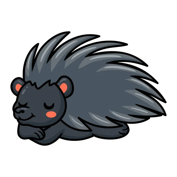 Vector Illustration Cute Black Little Hedgehog Cartoon Sleeping — 图库矢量图片