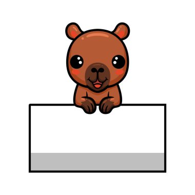 Boş işaretli şirin küçük Capybara çizgi filminin vektör çizimi