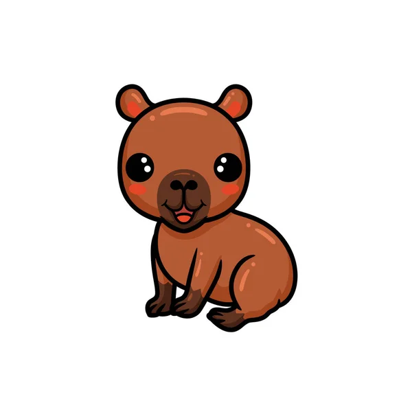 Vector Illustration Cute Little Capybara Cartoon Sitting — 图库矢量图片