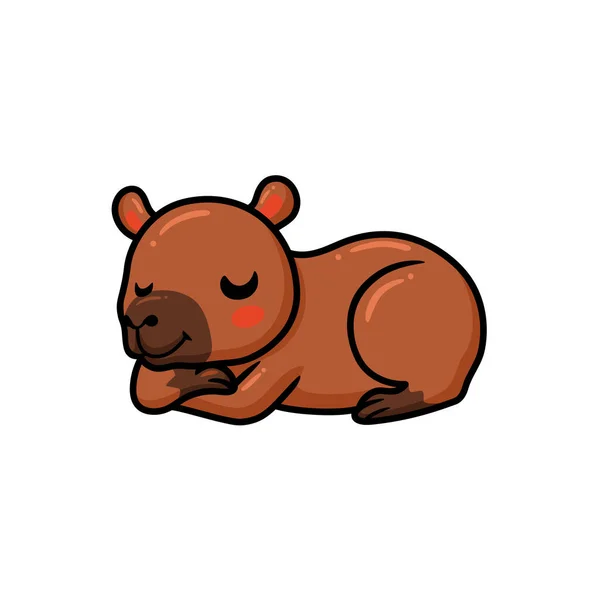 Ilustração Vetorial Bonito Pouco Capivara Desenhos Animados Dormindo — Vetor de Stock