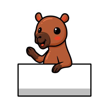 Boş işaretli şirin küçük Capybara çizgi filminin vektör çizimi