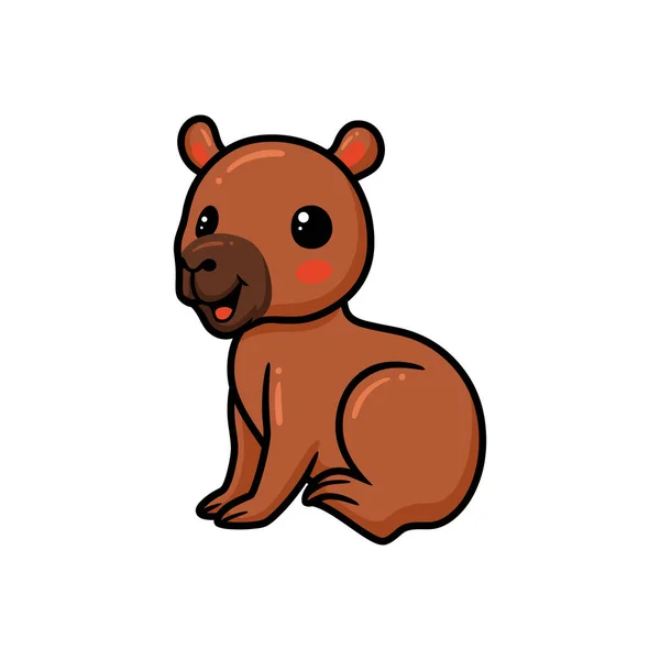 Ilustração Vetorial Bonito Pouco Capivara Cartoon Sentado —  Vetores de Stock