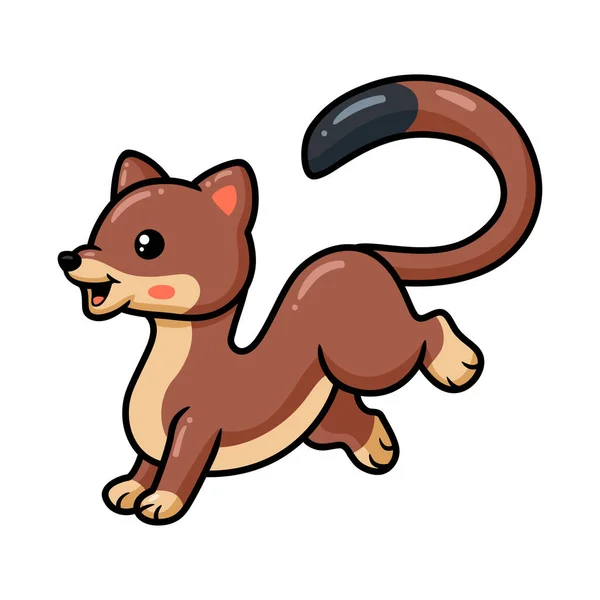 Vector Illustration Cute Little Weasel Cartoon Posing — ストックベクタ