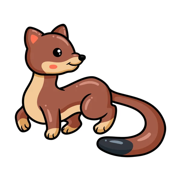 Vector Illustration Cute Little Weasel Cartoon Posing —  Vetores de Stock